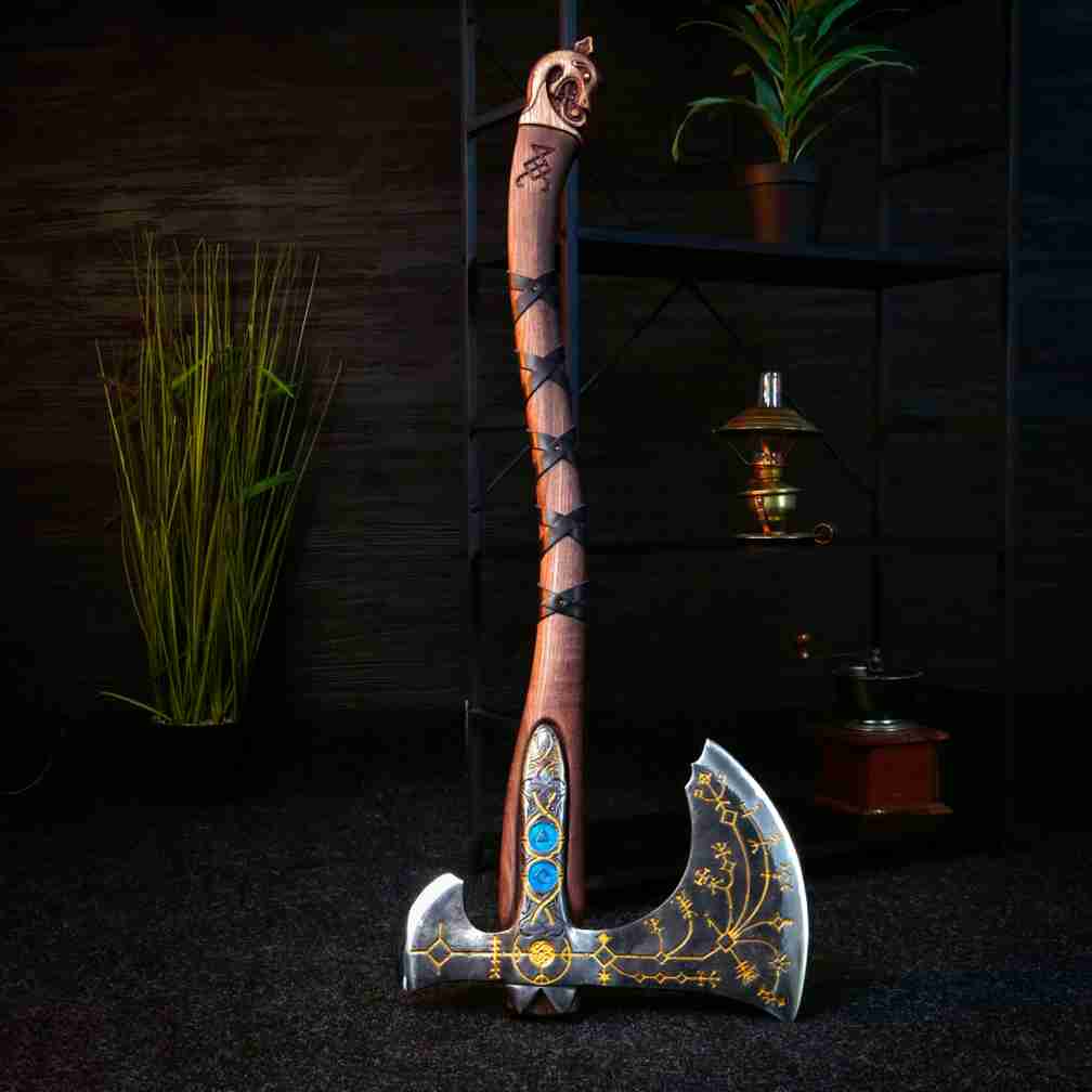 Hand-forged Leviathan axe with leather wrap