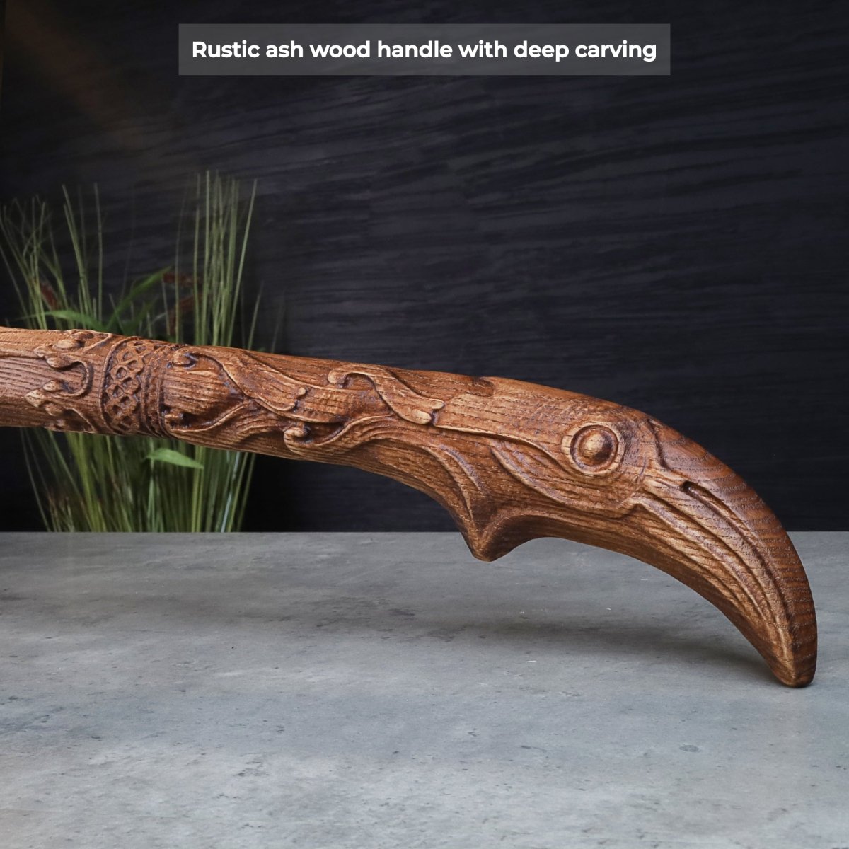 Handcrafted Leviathan axe with leather cover and glow in the dark runes