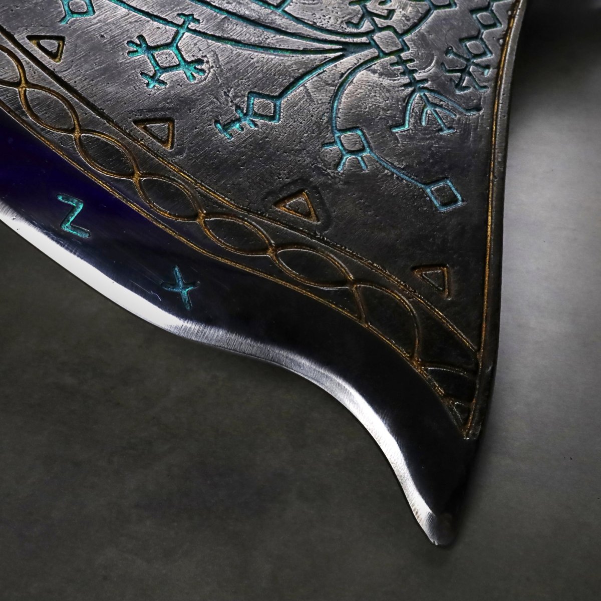 Handcrafted Leviathan axe with leather cover and glow in the dark runes