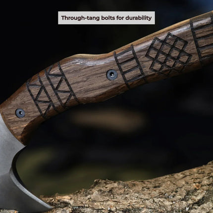 Handcrafted tomahawk "Takoda" with tribal engraving - Phoenix Fire Art Store