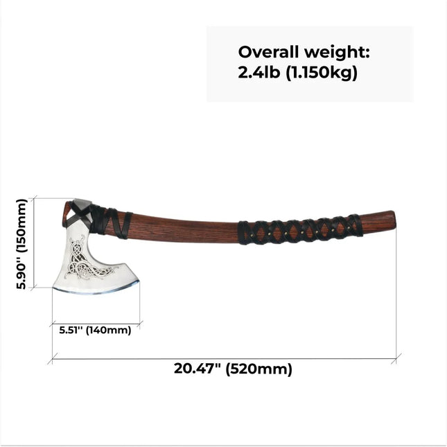 Handmade Norse axe ''Njord" with gently leather wrap - Phoenix Fire Art Store