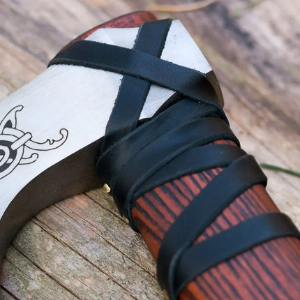 Handmade Norse axe ''Njord" with gently leather wrap - Phoenix Fire Art Store