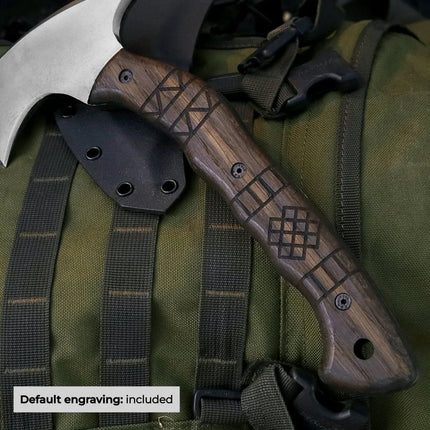 Handmade tomahawk "Dakuri" with tribal engraving - Phoenix Fire Art Store