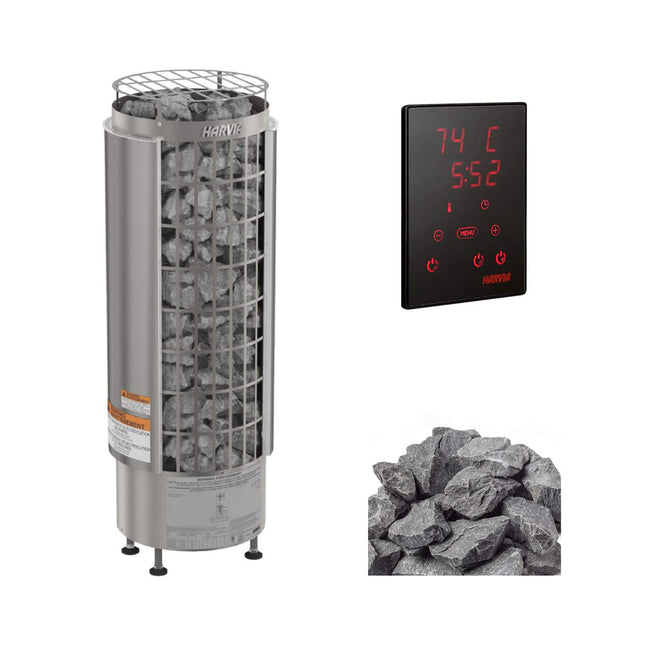 Harvia Cilindro UL Certified Electric Sauna Heater With Xenio CX45 Digital Control Panel & Sauna Stones [PC60/80/90/110E] (SAK86571) SAKSBY WHOLESALE