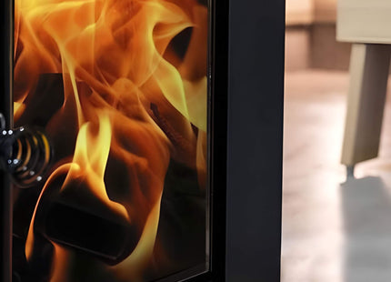 Harvia GreenFlame ES 22 Linear Black Wood Sauna Stove With Sauna Stones, 15.7KW [WKLI22GESM] (SAK31692) SAKSBY WHOLESALE