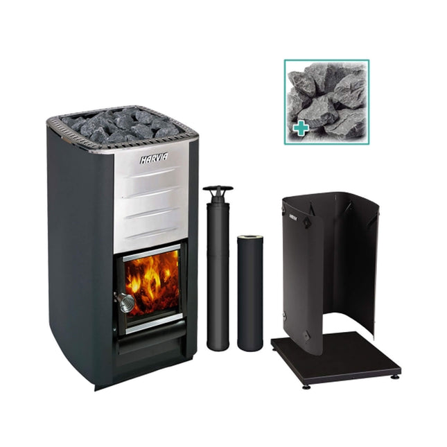 Harvia M3 16.5KW Premium Wood-Burning Sauna Stove Kit [M3 SS PKG] (SAK19523) SAKSBY WHOLESALE