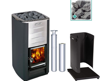 Harvia M3 16.5KW Premium Wood-Burning Sauna Stove Kit [M3 SS PKG] (SAK19523) SAKSBY WHOLESALE