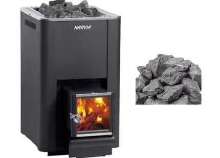 Harvia Pro 20 SL 24.1 KW Wood-Burning Sauna Stove With Exterior Feed & Sauna Stones [WKPR20SLM] (SAK73985) SAKSBY WHOLESALE