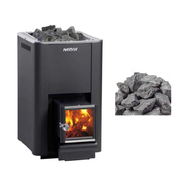 Harvia Pro 20 SL 24.1 KW Wood-Burning Sauna Stove With Exterior Feed & Sauna Stones [WKPR20SLM] (SAK73985) SAKSBY WHOLESALE