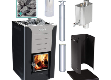 Harvia Pro 20 WH Wood Burning Sauna Stove Package 24kW [PRO20-PKG-SS/BK-WH] (SAK37165) SAKSBY WHOLESALE