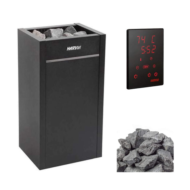 Harvia Virta HL Series Freestanding Electric Sauna Heater With Xenio Series Digital Control & Sauna Stones [HL60/80/90/110E] (SAK57630) SAKSBY WHOLESALE