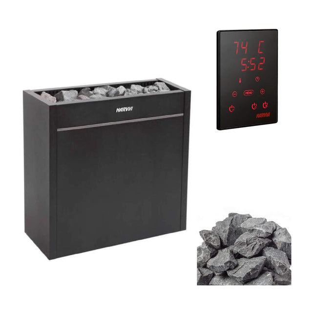 Harvia Virta Pro HL Series Heavy-Duty Electric Sauna Heater With Xenio CX45 Control Panel, Power Extension Unit & Sauna Stones [HL160/200E] (SAK49218) SAKSBY WHOLESALE