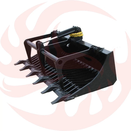 Heavy-Duty 66-Inch Rock Grapple Bucket Tractor Attachment With Tongs (SAK41697) - Phoenix Fire Art Store