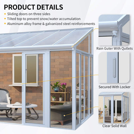 [10X14FT] Alora Lumina Heavy-Duty All-Season Aluminum Alloy Patio Sunroom With 3 Lockable Sliding Doors (SAK62713) SAKSBY WHOLESALE