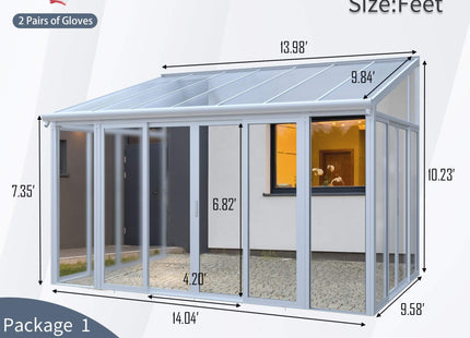 [10X14FT] Alora Lumina Heavy-Duty All-Season Aluminum Alloy Patio Sunroom With 3 Lockable Sliding Doors (SAK62713) SAKSBY WHOLESALE