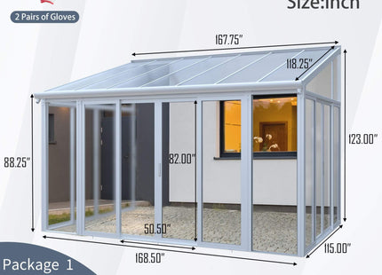 [10X14FT] Alora Lumina Heavy-Duty All-Season Aluminum Alloy Patio Sunroom With 3 Lockable Sliding Doors (SAK62713) SAKSBY WHOLESALE