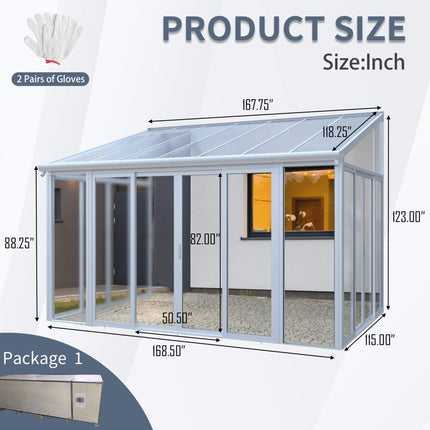[10X14FT] Alora Lumina Heavy-Duty All-Season Aluminum Alloy Patio Sunroom With 3 Lockable Sliding Doors (SAK62713) SAKSBY WHOLESALE
