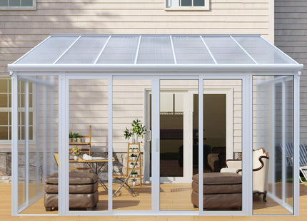 [10X14FT] Alora Lumina Heavy-Duty All-Season Aluminum Alloy Patio Sunroom With 3 Lockable Sliding Doors (SAK62713) SAKSBY WHOLESALE