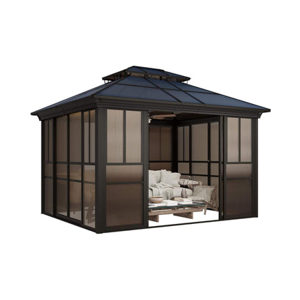 Alora Edge Heavy-Duty Aluminum Frame Outdoor Backyard Solarium With Polycarbornate Roof And Adjustable Panels (SAK68513) SAKSBY WHOLESALE
