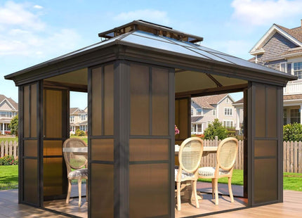 Alora Edge Heavy-Duty Aluminum Frame Outdoor Backyard Solarium With Polycarbornate Roof And Adjustable Panels (SAK68513) SAKSBY WHOLESALE