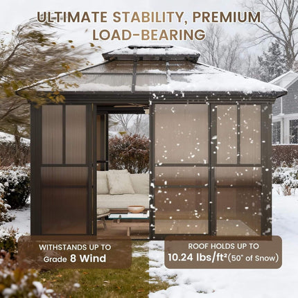Alora Edge Heavy-Duty Aluminum Frame Outdoor Backyard Solarium With Polycarbornate Roof And Adjustable Panels (SAK68513) SAKSBY WHOLESALE