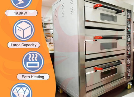 Heavy-Duty Commercial Triple Deck 220V 19.8KW Electric Pizza Oven (SAK56751) - Phoenix Fire Art Store