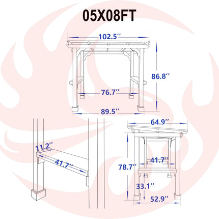 Alora Heavy-Duty Premium Wooden Grill Gazebo With Sloped Metal Roof (SAK61583) SAKSBY WHOLESALE