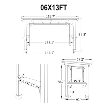 Alora Heavy-Duty Premium Wooden Grill Gazebo With Sloped Metal Roof (SAK61583) SAKSBY WHOLESALE