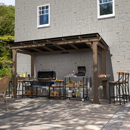 Alora Heavy-Duty Premium Wooden Grill Gazebo With Sloped Metal Roof (SAK61583) SAKSBY WHOLESALE