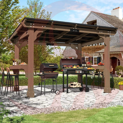 Alora Heavy-Duty Premium Wooden Grill Gazebo With Sloped Metal Roof (SAK61583) SAKSBY WHOLESALE
