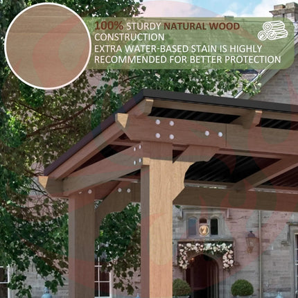 Alora Heavy-Duty Premium Wooden Grill Gazebo With Sloped Metal Roof (SAK61583) SAKSBY WHOLESALE