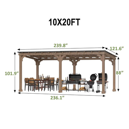 Alora Heavy-Duty Premium Wooden Grill Gazebo With Sloped Metal Roof (SAK61583) SAKSBY WHOLESALE