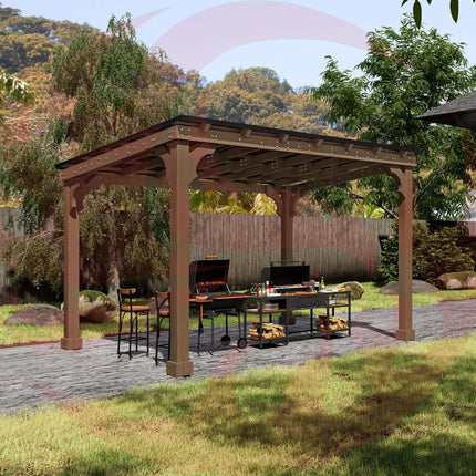 Alora Heavy-Duty Premium Wooden Grill Gazebo With Sloped Metal Roof (SAK61583) SAKSBY WHOLESALE