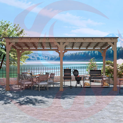 Alora Heavy-Duty Premium Wooden Grill Gazebo With Sloped Metal Roof (SAK61583) SAKSBY WHOLESALE