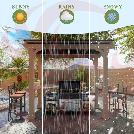 Alora Heavy-Duty Premium Wooden Grill Gazebo With Sloped Metal Roof (SAK61583) SAKSBY WHOLESALE