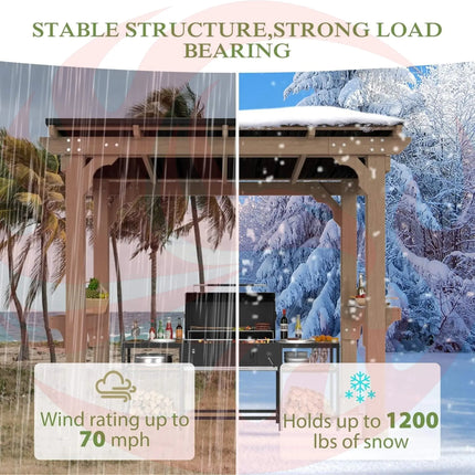 Alora Heavy-Duty Premium Wooden Grill Gazebo With Sloped Metal Roof (SAK61583) SAKSBY WHOLESALE