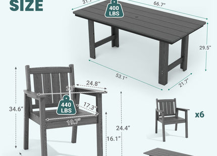 Pamapic HDPE Outdoor Dining Table and Chairs with Umbrella Hole Pamapic
