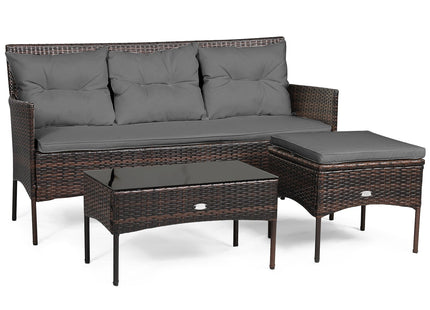 3 Pieces Patio Furniture Sectional Set with 5 Cozy Cushions-Black DirectDeals