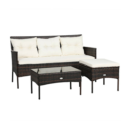 3 Pieces Patio Furniture Sectional Set with 5 Cozy Cushions-Black DirectDeals
