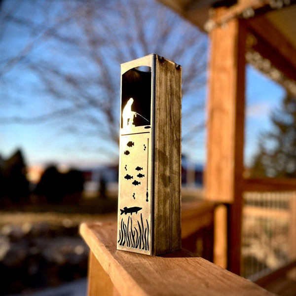 Ice Fishing Pillar Luminary - Solar-Powered Frozen Lake Vibes for Your Yard