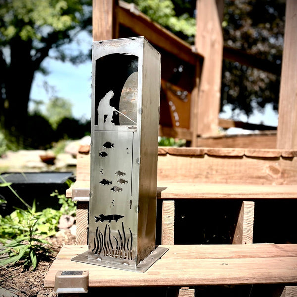 Ice Fishing Pillar Luminary - Solar-Powered Frozen Lake Vibes for Your Yard
