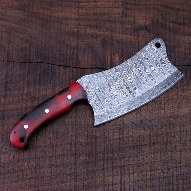 FULL TANG CUSTOM HANDMADE DAMASCUS STEEL CLEAVER KNIFE