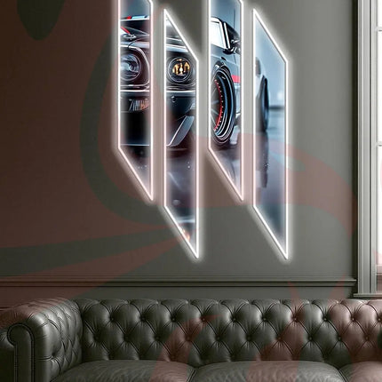 Acrylic UV‑Printed LED Car Wall Art with Dimmer Peony Atelier