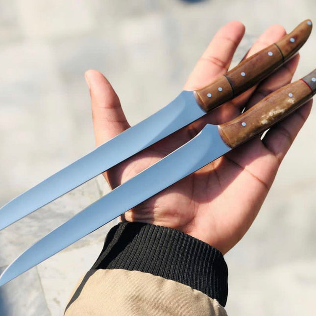 Premium Handcrafted Knives Fillet with Color Bone Handle and Leather Sheath (12" Overall Length)