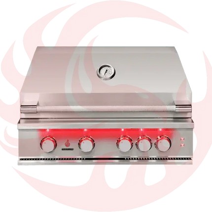 TrueFlame 32-Inch 4-Burner Built-In Grill with Rear Infrared Burner and Grill Lights - Phoenix Fire Art Store