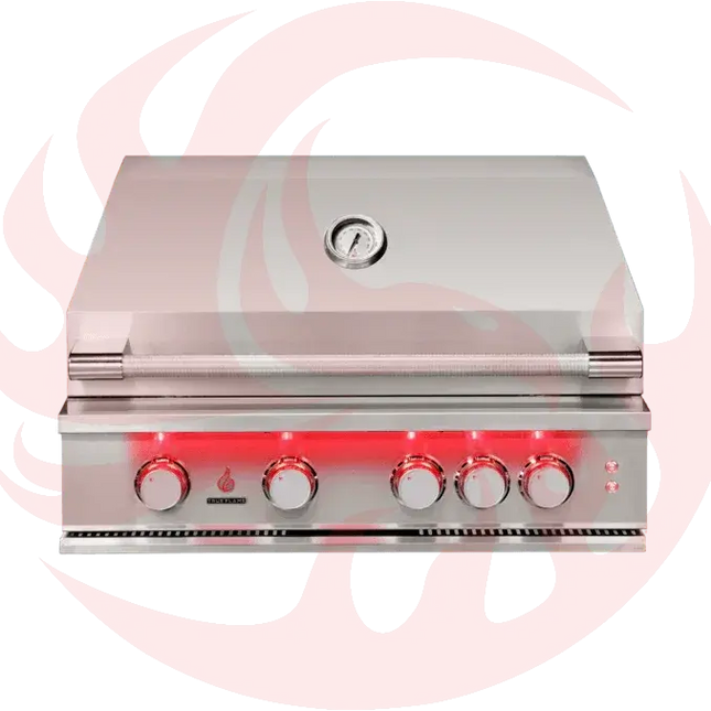 TrueFlame 32-Inch 4-Burner Built-In Grill with Rear Infrared Burner and Grill Lights - Phoenix Fire Art Store