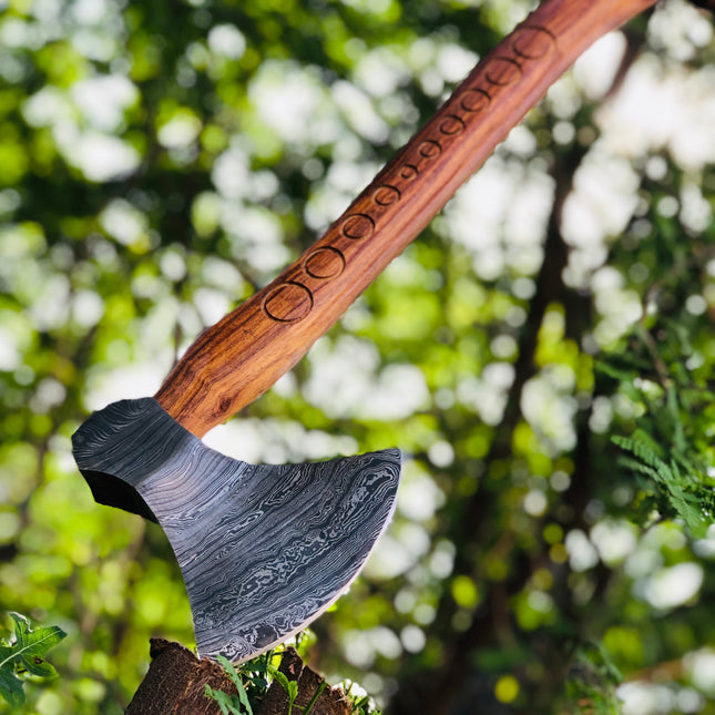 Custom Hammer Forged Damascus Steel Axe