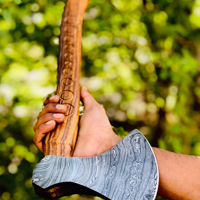 Custom Hammer Forged Damascus Steel Axe