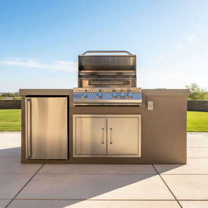 KoKoMo Grills 7FT Straight BBQ Island With Built-In BBQ And Refrigerator [Made-To-Order] (SAK46187) SAKSBY WHOLESALE
