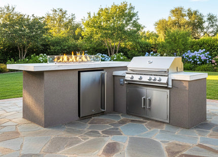 KoKoMo Grills Baja 9FT BBQ Island With LEDs, Built-In BBQ And Refrigerator [Made-To-Order] (SAK85739) SAKSBY WHOLESALE